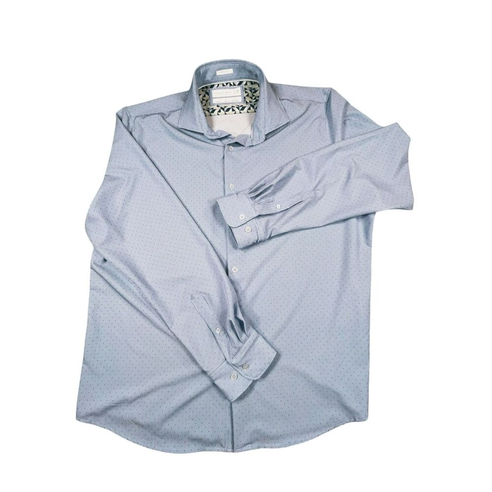 Cactus Man Ricky Singh XXL Blue Stretch Dress Shirt Wrinkle Free Button Front